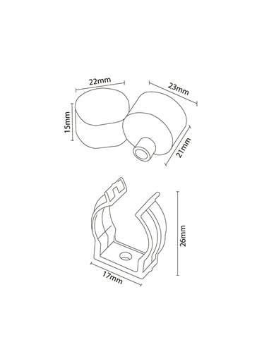 Pack tapones y grapas para Funda Neón CILINDRE 20x20 mm LM3981