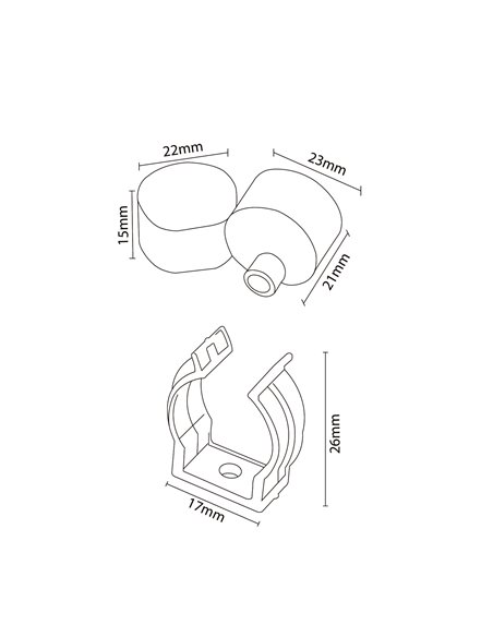 Pack tapones y grapas para Funda Neón CILINDRE 20x20 mm LM3981