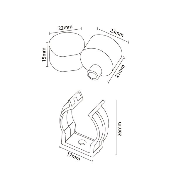 Pack tapones y grapas para Funda Neón CILINDRE 20x20 mm LM3981