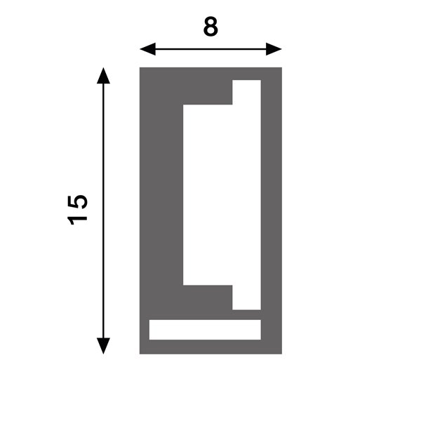 Funda de silicona RECTANLE 15x8 para tiras LED 20 metros, opal 180°