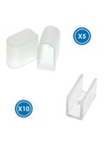 Pack de tapones y grapas para funda neón LM3979 RECTANLE 15x8, opal silicona