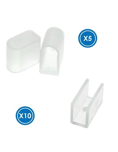 Pacote de buchas e grampos para caixa de neon LM3979 RETANGULAR 15x8, silicone opalino