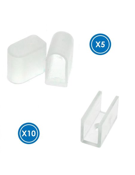 Pack de tapones y grapas para funda neón LM3979 RECTANLE 15x8, opal silicona