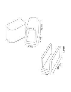 Pack de tapones y grapas para funda neón LM3979 RECTANLE 15x8, opal silicona 2