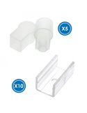 Pack de tapones y grapas para funda neón LM3977, ARC 22x10 para tiras LED