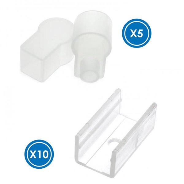Pack de tapones y grapas para funda neón LM3977, ARC 22x10 para tiras LED