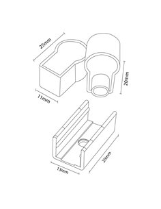 Pack de tapones y grapas para funda neón LM3977, ARC 22x10 para tiras LED 2