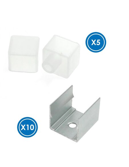 Pack de tapones y grapas para funda neón LM3975, CUBE II 15x15 opal silicona