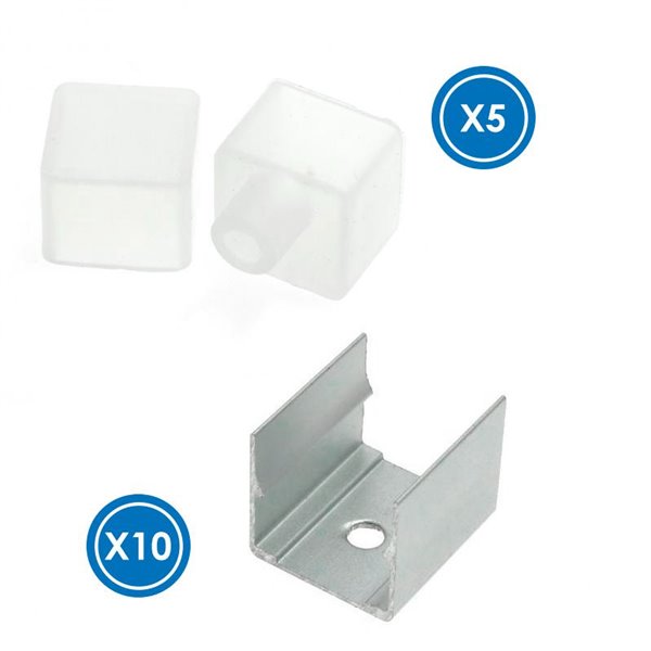 Pack de tapones y grapas para funda neón LM3975, CUBE II 15x15 opal silicona
