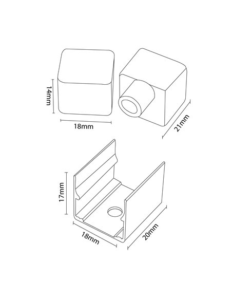Pack de tapones y grapas para funda neón LM3975, CUBE II 15x15 opal silicona