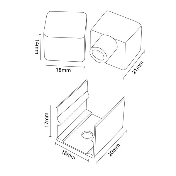 Pack de tapones y grapas para funda neón LM3975, CUBE II 15x15 opal silicona