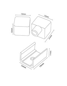 Pack de tapones y grapas para funda neón LM3973, CUBE 12x12H para tiras LED 2