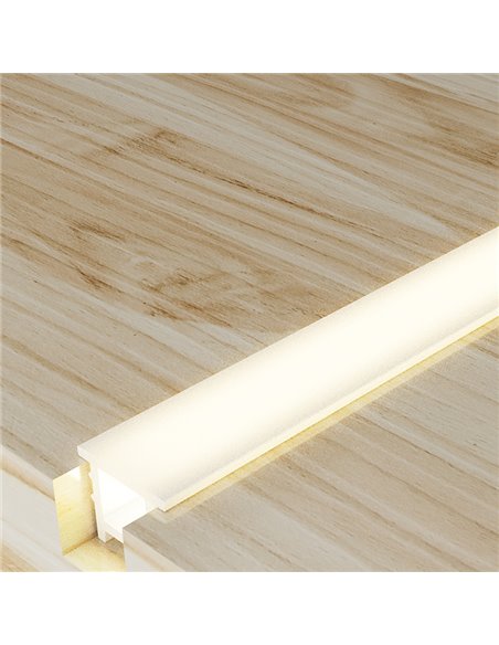 Couvercle en silicone encastré 14x9H pour rubans LED de 20 mètres, IP20 opale 180°, LM3971