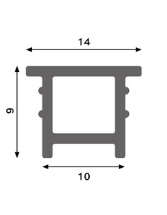 Tampa de silicone embutida 14x9H para fitas de LED de 20 metros, IP20 opala 180°, LM3971 2