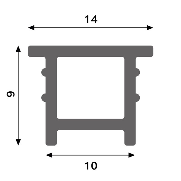 Couvercle en silicone encastré 14x9H pour rubans LED de 20 mètres, IP20 opale 180°, LM3971