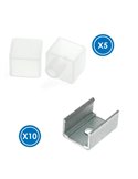 Pack de tapones y grapas para funda neón LM3971, empotrable 14x9H opal silicona