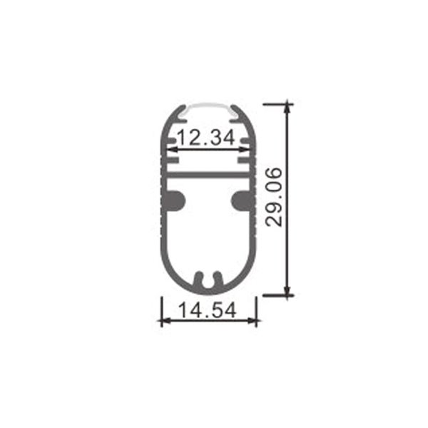 Perfil de alumínio para fitas de LED INK com difusor, 2 metros, 14,54 x 29,06 mm, LM3835