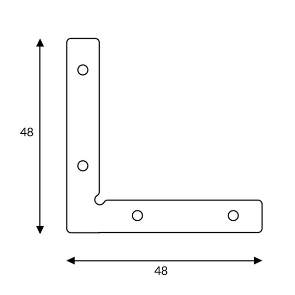Conector plano en esquina para perfiles LED, LM3952