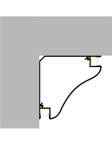 Profilé d'angle BEAT pour double éclairage, laqué blanc, avec diffuseur et accessoires, 2 mètres, LM3883