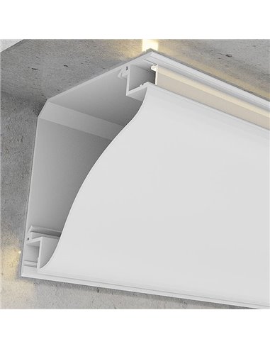 Profilé d'angle BEAT pour double éclairage, laqué blanc, avec diffuseur et accessoires, 2 mètres, LM3883