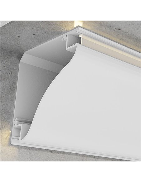 Perfil de esquina para doble luz BEAT lacado blanco con difusor y accesorios 2 metros, LM3883
