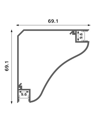 Profilé d'angle BEAT pour double éclairage, laqué blanc, avec diffuseur et accessoires, 2 mètres, LM3883