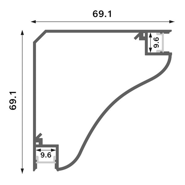 Profilé d'angle BEAT pour double éclairage, laqué blanc, avec diffuseur et accessoires, 2 mètres, LM3883