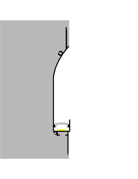 Profilé architectural en aluminium laqué blanc CUE avec diffuseur et accessoires, 2 mètres, LM3881