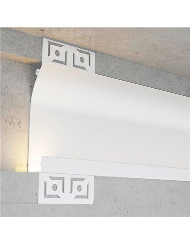 Profilé architectural en aluminium laqué blanc CUE avec diffuseur et accessoires, 2 mètres, LM3881