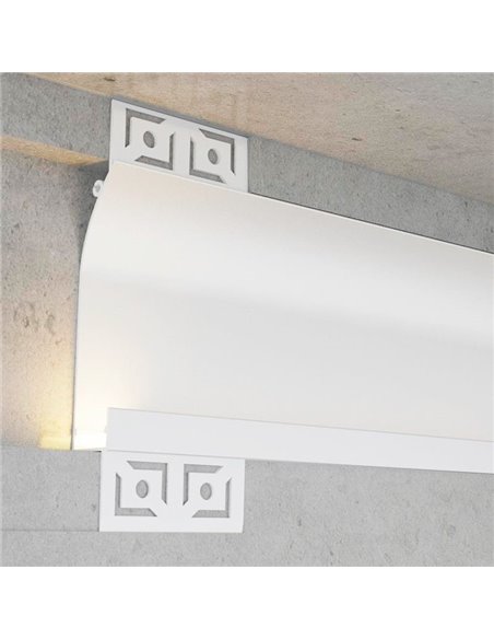 Profilé architectural en aluminium laqué blanc CUE avec diffuseur et accessoires, 2 mètres, LM3881