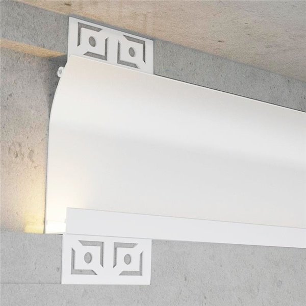 Profilé architectural en aluminium laqué blanc CUE avec diffuseur et accessoires, 2 mètres, LM3881