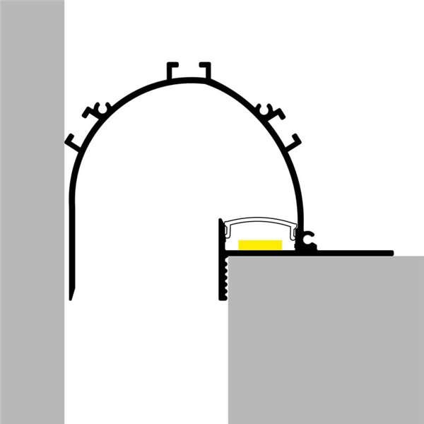 Profilé architectural SUNN en aluminium laqué blanc avec diffuseur et accessoires, 2 mètres, LM3879