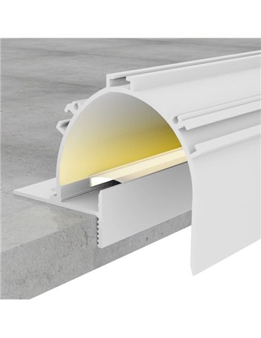 Profilé architectural SUNN en aluminium laqué blanc avec diffuseur et accessoires, 2 mètres, LM3879