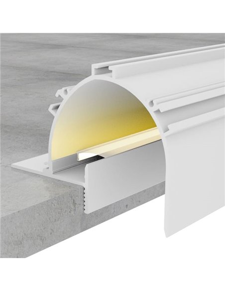 Profilé architectural SUNN en aluminium laqué blanc avec diffuseur et accessoires, 2 mètres, LM3879