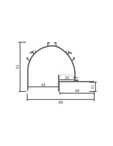 Perfil arquitectónico de aluminio SUNN lacado blanco con difusor y accesorios 2 metros, LM3879
