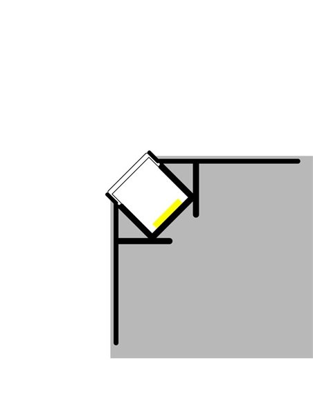 Perfil de aluminio TUC para esquina pared-techo con iluminación indirecta LED 2 metros, LM3877