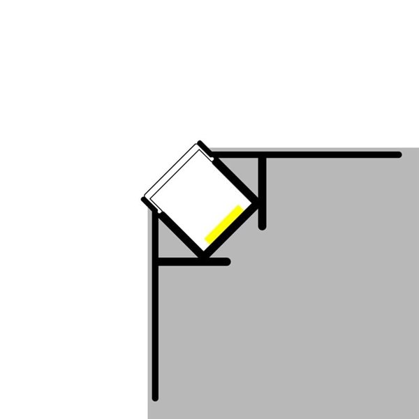 Profilé aluminium TUC pour angle mur-plafond avec éclairage LED indirect, 2 mètres, LM3877