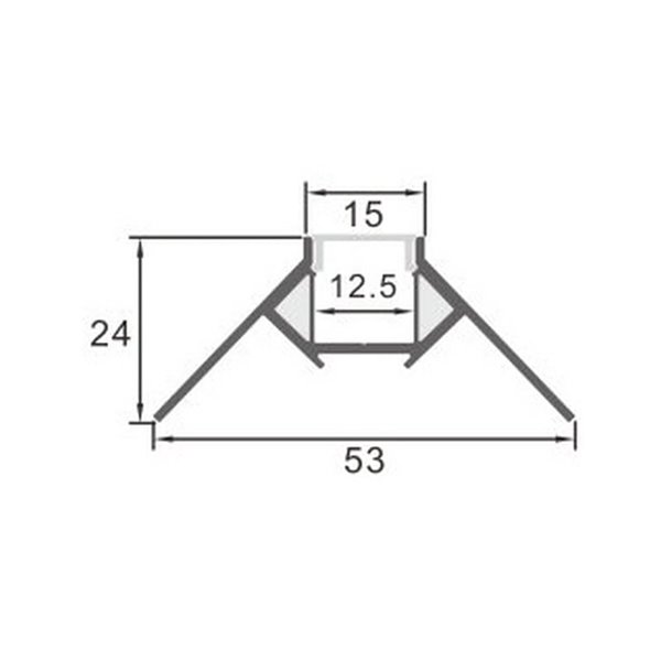 Profilé aluminium TUC pour angle mur-plafond avec éclairage LED indirect, 2 mètres, LM3877