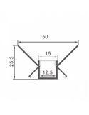 Perfil arquitectónico de aluminio LOR para iluminación indirecta lineal en pared 2 metros, LM3875