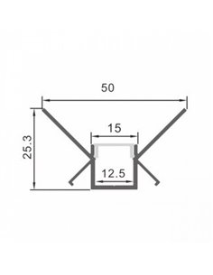 Perfil arquitectónico de aluminio LOR para iluminación indirecta lineal en pared 2 metros, LM3875 2