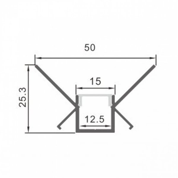 Perfil arquitectónico de aluminio LOR para iluminación indirecta lineal en pared 2 metros, LM3875