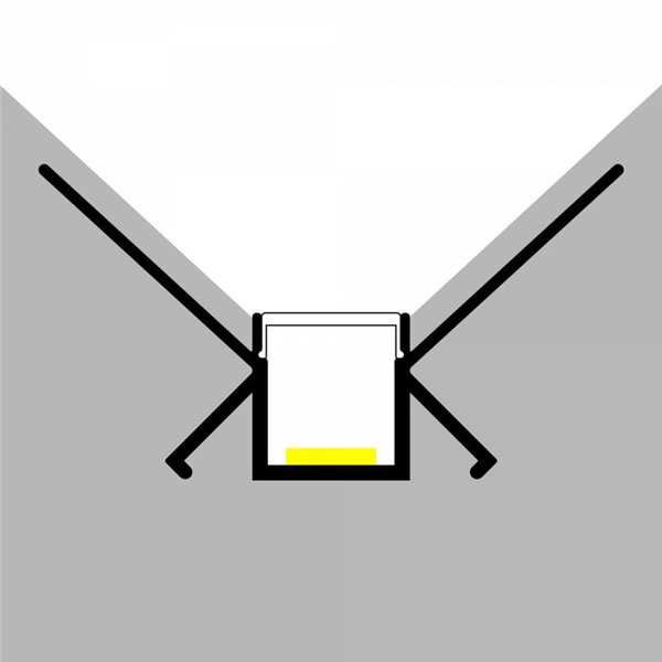 Perfil arquitectónico de aluminio LOR para iluminación indirecta lineal en pared 2 metros, LM3875