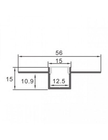 Perfil arquitectónico de aluminio CROW para iluminación indirecta perimetral LED 2 metros, LM3873