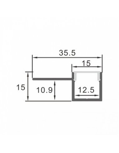 Perfil arquitectónico de aluminio GILG para iluminación indirecta arquitectónica 2 metros, LM3871
