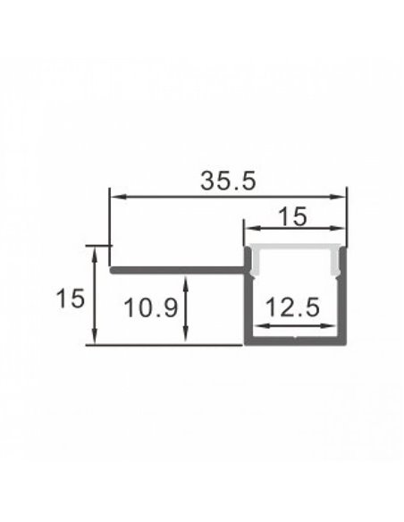 Perfil arquitectónico de aluminio GILG para iluminación indirecta arquitectónica 2 metros, LM3871