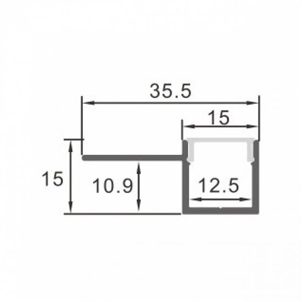 Profilé architectural en aluminium GILG pour éclairage architectural indirect, 2 mètres, LM3871
