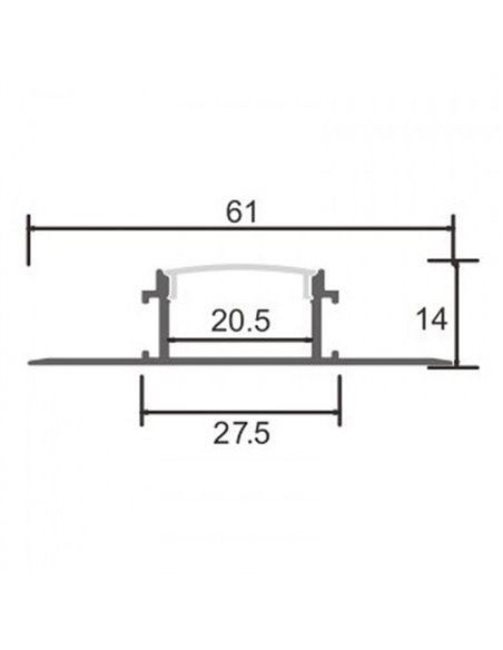 Perfil arquitetônico de aluminio BIRD para luz indireta decorativa en interiores 2 metros, LM3869