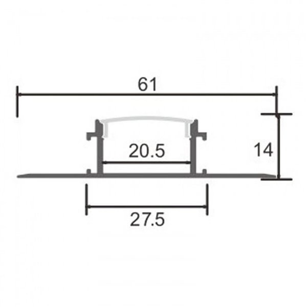 Perfil arquitetônico de aluminio BIRD para luz indireta decorativa en interiores 2 metros, LM3869