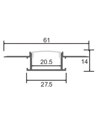 Perfil arquitetônico de alumínio FEAT para iluminação indireta linear, 2 metros, LM3867