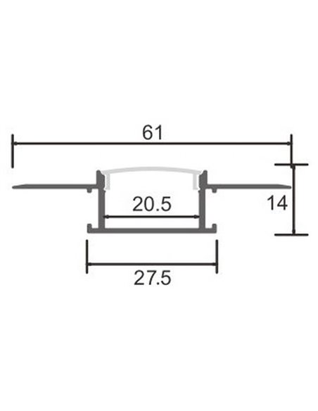 Profilé architectural en aluminium FEAT pour éclairage indirect linéaire, 2 mètres, LM3867